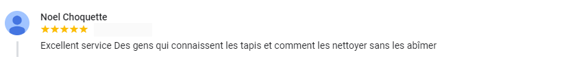 Témoignage cinq étoiles d'un client heureux après avoir reçu un service de nettoyage.